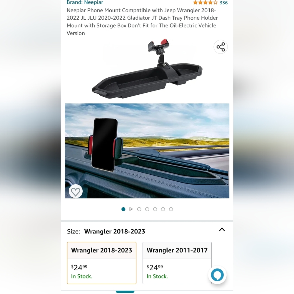 Neepiar Phone Mount Compatible with Jeep 2018-2022 JL JLU